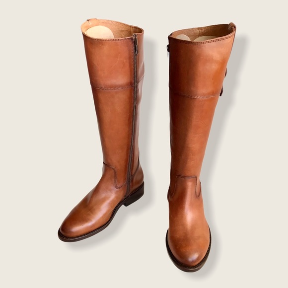 Frye Jayden Button Zip Up Cognac Brown Leather Equestrian Knee High Tall Boots - Picture 8 of 16